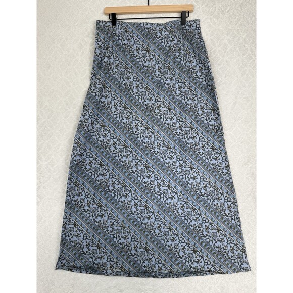 Vtg Y2K Old Navy Midi Maxi Skirt 12 Blue Floral Cottage Grunge Preppy Modest Emo - Picture 4 of 10